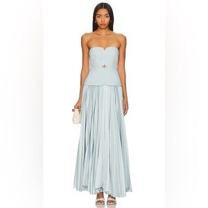Acler Avonlea Strapless Light Blue Midi Dress